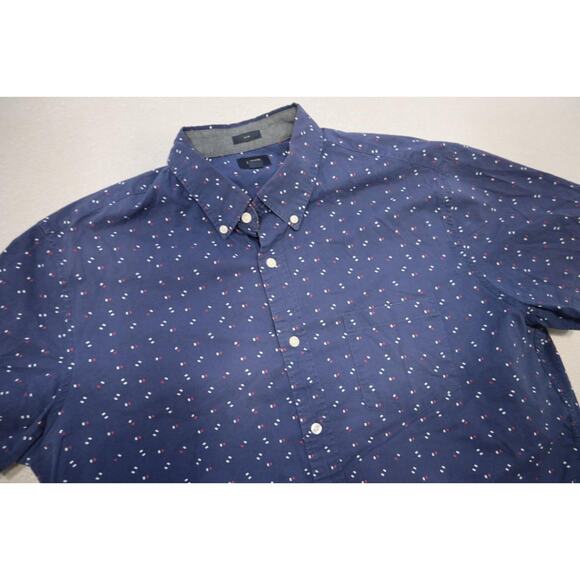 J Crew Slim Fit Dress Shirt Blue Casual Short Sleeve Pocket Mens Sz XL - Picture 5 of 8